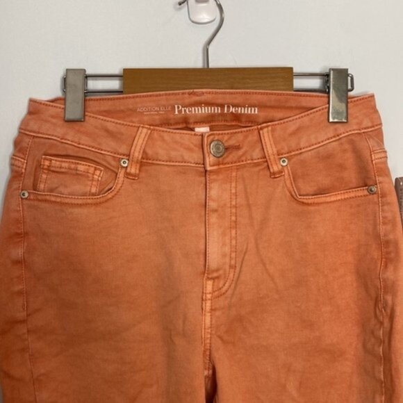 Addition Elle Women Salmon/Orange Vintage Wear Denim Biker Short size 10 - Picture 4 of 10
